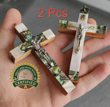 2 pezzi croci in legno di ulivo fatte a mano regalo Terra Santa croce di Geru...