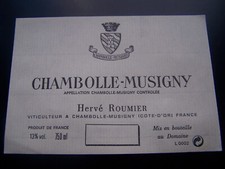 etiquette vin Chambolle Musigny NM domaine Hervé GEORGES ROUMIER Bourgundy