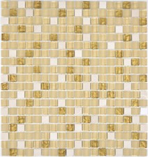 Mosaico IN Vetro Pietra Naturale Bianco Oro Brillante Parete Cucina 92-1201 10