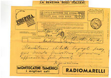 MONTECATINI BENZINA VICTORIA RADIOMARELLI  TELEGRAMMA PUBBLICITARIO (A6) ANNI 30