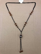 2 COLLANE GIROCOLLO PERLE NERE E ROSA CIPRIA E STRASS BIGIOTTERIA CIRCONF. CM 50