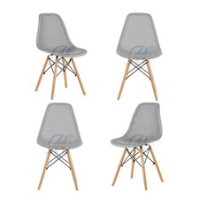 SEDIA IN POLIPROPILENE gambe in legno SET da 4 sedie GRIGIO design moderno