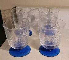 CALICI BICCHIERI SOFFIATI A BOCCA VINTAGE ITALIANI IVV SELEZIONE STELI COLBALTO STUPENDI