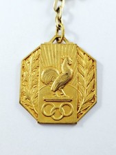 Portachiavi - Medaglietta Jeux Olimpiadi Gallo Francesi Anni 60 - Metallo Oro