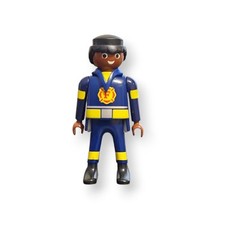 Playmobil personaggio uomo vigili del fuoco intervento uniforme strisce di avvertimento simbolo salvatore