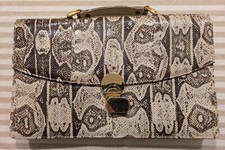 Borsa in pelle di pitone, nuova,  con portafoglio e specchietto vintage anni 70