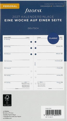 Filofax inserto calendario