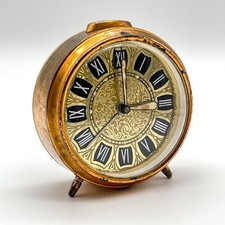 Vintage Sveglia Viaggio Romano Numeri Meccanico Con Carica Manuale Rame UR1