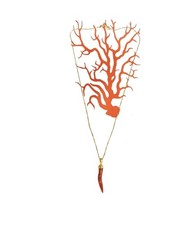 Ciondolo Portafortuna in Corallo rosso e catenina di Argento 925 Pl OrO 18kt 750