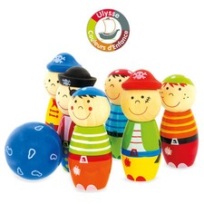 GIOCO BIRILLI BOWLING DEI PIRATI IN LEGNO PER BAMBINI