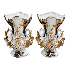 COPPIA DI VASI VASO in PORCELLANA CERAMICA LUIGI FILIPPO EPOCA '800 SOPRAMMOBILE