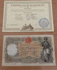BANCONOTA 50 LIRE BUOI 20/05/1916 PERIZIATA BB + BELLISSIMO BIGLIETTO NATURALE