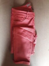 Pantalone slim da donna nuovo in jeans di cotone stretch arancione Zara tg.42