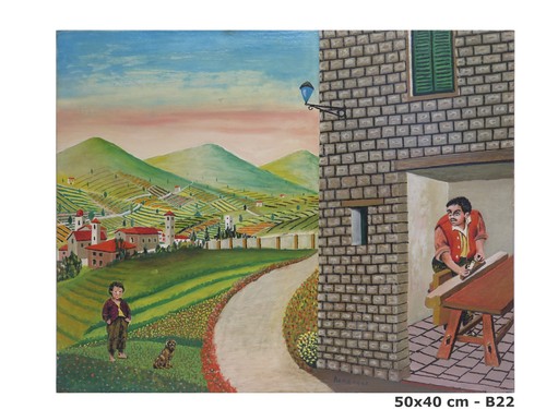 Quadro stile naif paesaggio - quadro,