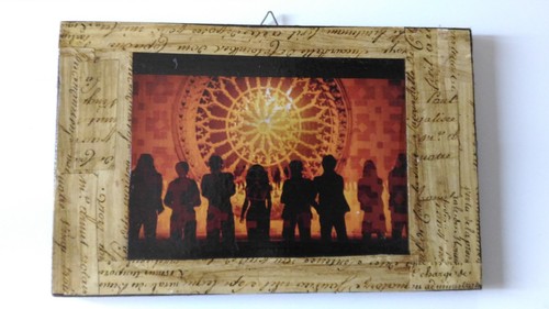 Quadro decoupage legno rosone