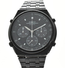 [OTTIMO+5] SEIKO 7A28-7110 Cronografo Quadrante Nero PVD Orologio Uomo Vintage JPN