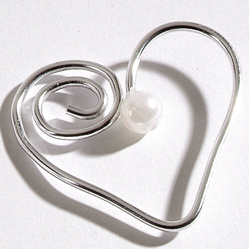Portacarte cuore con perla - 6x,