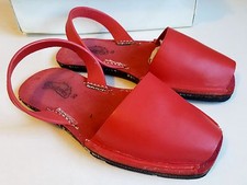 Riudavets Menorcan sandali spagnoli fatti a mano, , pelle rossa, EU39 UK6.5, nuovi con scatola