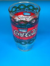 Vintage Coca Cola Glass XL Tumbler Stained Glass Tiffany Style 7”  28 Oz