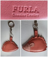 Portachiavi FURLA ?RICCIO ?ROSA pelle ORIGINALE pendente BORSA zaino pendaglio