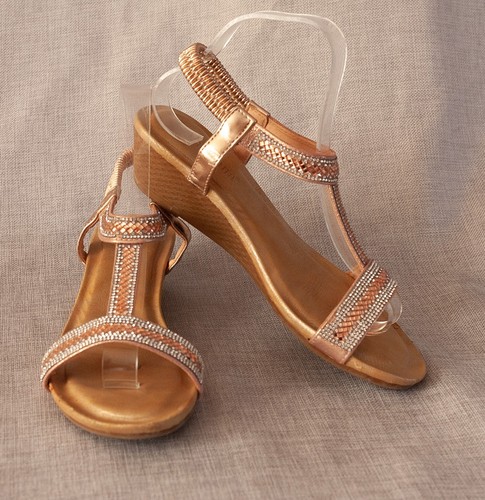 Sandali con zeppa strass - e,