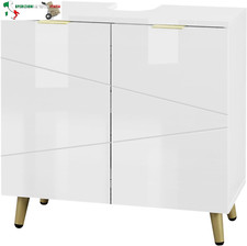 Mobile Sottolavabo per Bagno, Armadietto Sotto Lavandino da Terra a 2 Ante, Mobi