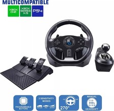 ✓ VOLANTE DA CORSA + CAMBIO MANUALE + 3 PEDALI (PS4,XBOX ONE,Xbox Series X,S)