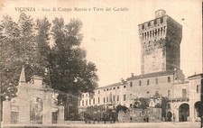 bt797 cartolina vicenza arco di campo marzio e torre del castello veneto