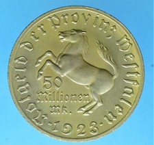 GERMANIA WESTFALIA 50 MILIONI DI MARCHI 1923 NOTGELD MONETE DA COLLEZIONE BRONZO