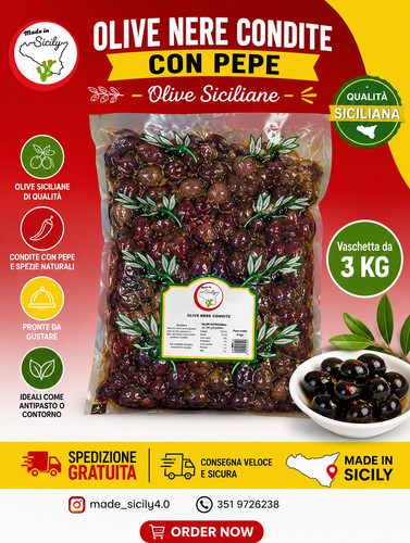 Olive nere siciliane - , condite