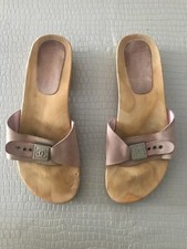 CHANEL ZOCCOLI CLOGS n. 39 italiano/40 francese FASCIA PELLE ROSA BASE IN LEGNO 