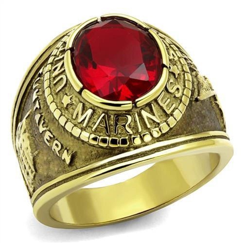 Anello oro marines uomo - , rubino