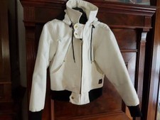 RICHLU tg. M giubbotto giubbino bomber donna piumino bianco nero con cappuccio 