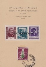BIELLA: VI Mostra Filatelica -   Quintino Sella, Pietro Micca, Lamarmora 1950
