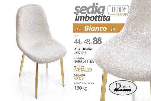 Sedia tessuto bianca metallo - sedia,