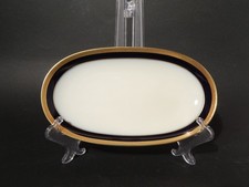 VINTAGE VASSOIO RAVIERA PREZIOSA PORCELLANA THOMAS ROSENTHAL BLU COBALTO E ORO