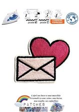Patch busta da lettera rosa cuore fucsia toppa termoadesiva amore iron on love