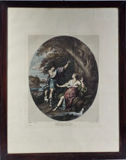 STAMPA ANTICA DAFNI E FILLE Mitologia Volpato Nahl Settecento Incisione Vintage