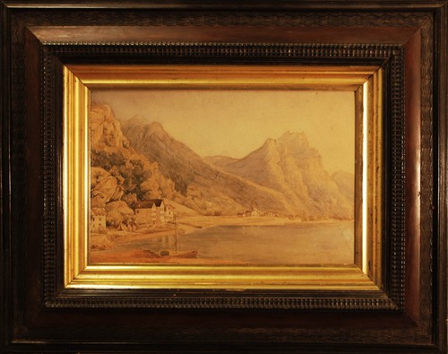 Paesaggio con montagne lago - montagne, e