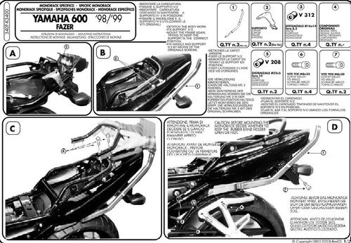 Telaio topcase kappa yamaha - telaio,