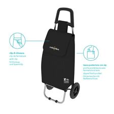 CARRELLO SPESA BORSA SPESA SHOPPING TROLLEY ROLLY NERO 2 RUOTE