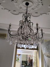 Antico lampadario pendente in cristallo vintage