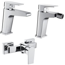 Set miscelatori lavabo bidet e esterno doccia Quaranta Aria in ottone cromato