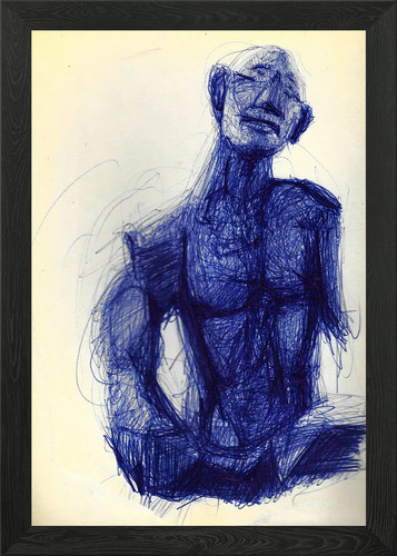 Disegno uomo blu incorniciato - disegno,