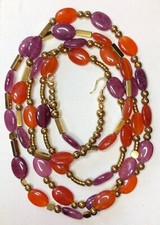  Collana donna fatta a mano nuova 130 cm,in agata viola e arancio ed ematite