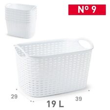 Cesta Multiuso in Plastica Tipo Rattan 19 Litri Bianco 29 x 39 cm