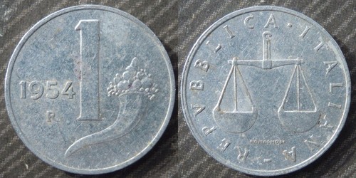 Italy 1 lira - 1, 1954
