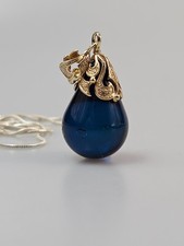 collana ambra blu oro ciondolo