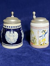 2 BOCCALI BIRRA IN CERAMICA CON COPERCHIO NUOVI- AUSTRIA-DA COLLEZIONE