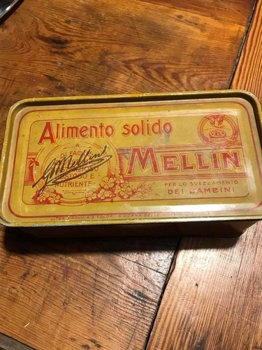 Antica scatola latta mellin - scatola,